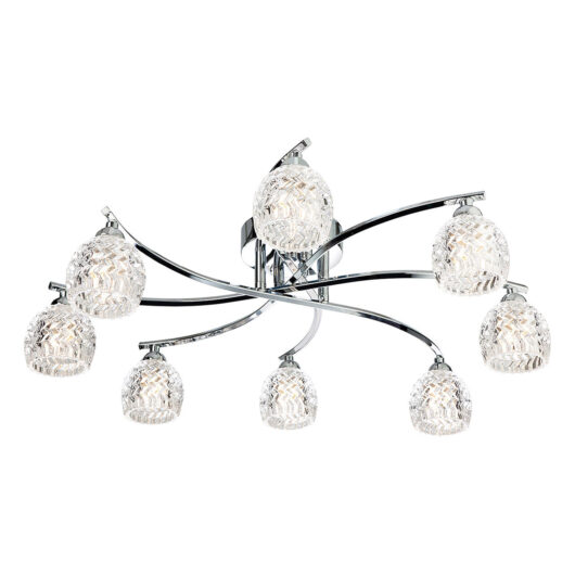 Firstlight Maple 8-Light Flush Ceiling Light Contemporary Style with Clear Glass in Chrome