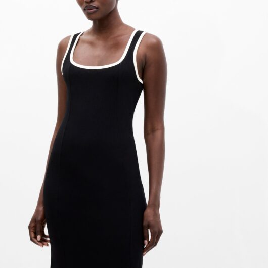 Square Neck Contrast Dress Black/porcelain